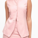 Lou Button Up Vest (Pink)