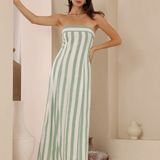 Jade Strapless Dress - Green Stripe