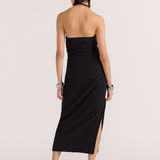 Athena Halter Midi Dress - Black