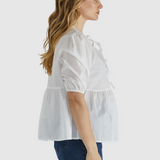 Sylvie Peplum Top - White